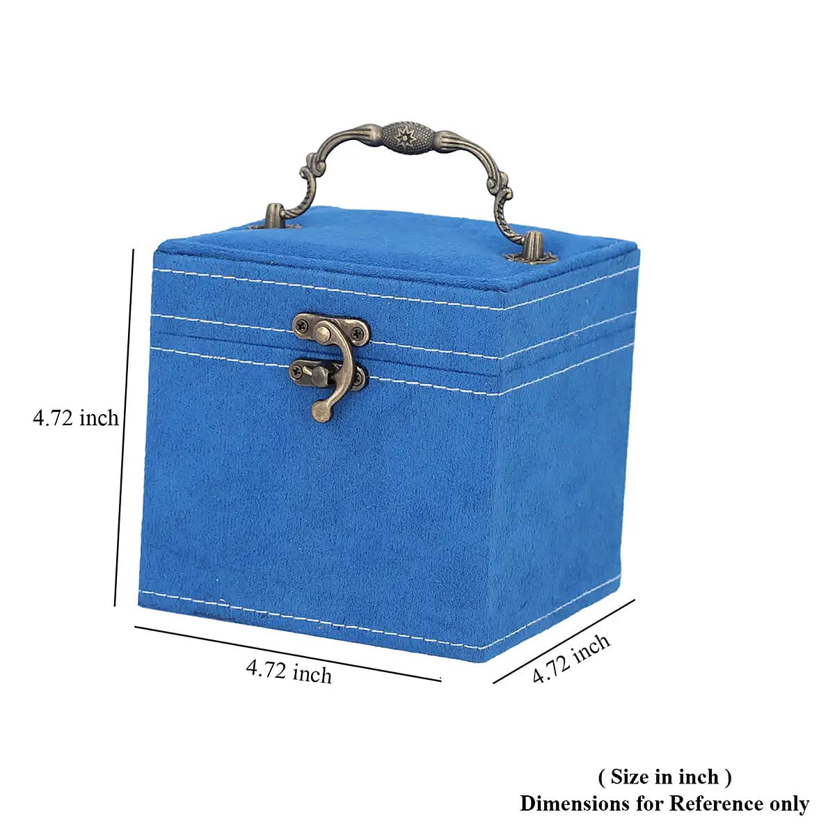 MEGA DEAL Blue Velvet Three Layer Jewelry Box with Mirror, Handle & Lock image number 4