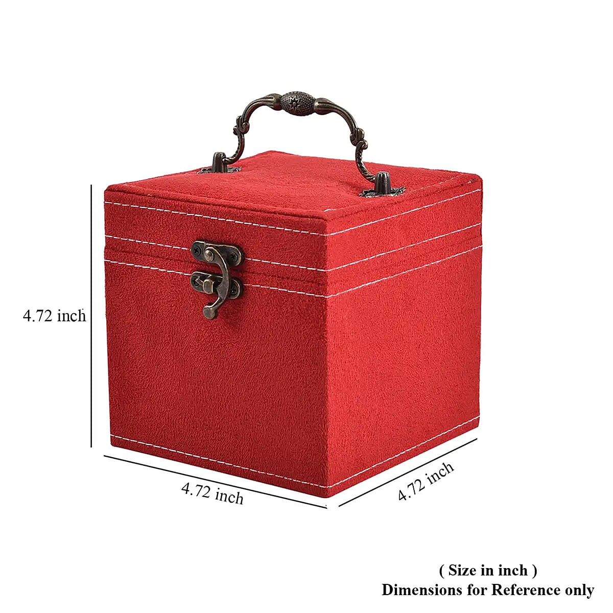 MEGA DEAL Red Velvet Three Layer Jewelry Box with Mirror, Handle & Lock image number 4