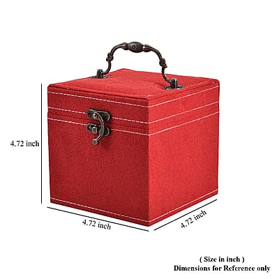 MEGA DEAL Red Velvet Three Layer Jewelry Box with Mirror, Handle & Lock