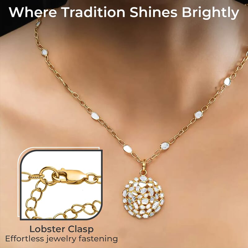 GP Celestial Dreams Collection Polki Diamond 4.00 ctw Necklace, 18-20 Inch Necklace, 14K Yellow Gold Over Sterling Silver Necklace, Floral Necklace