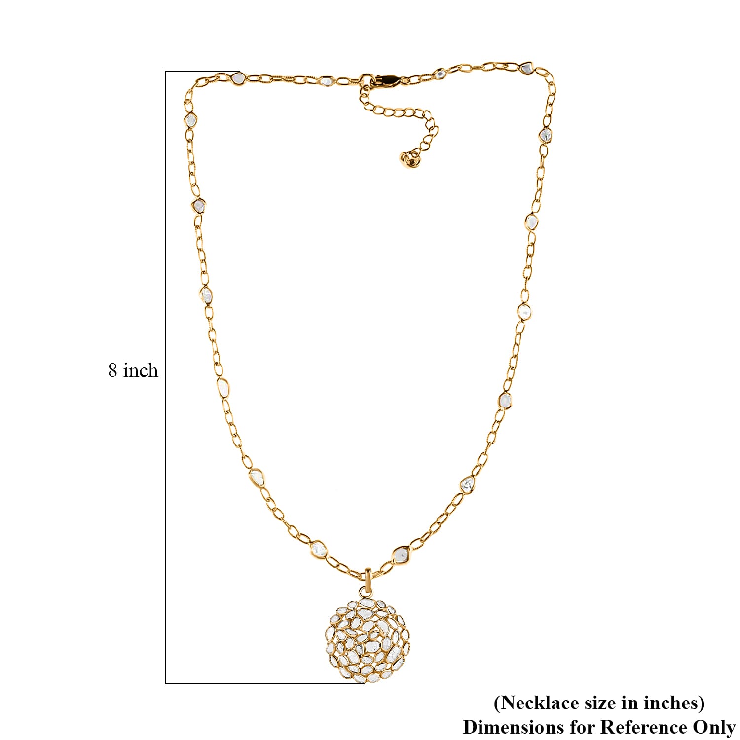GP Celestial Dreams Collection Polki Diamond 4.00 ctw Necklace, 18-20 Inch Necklace, 14K Yellow Gold Over Sterling Silver Necklace, Floral Necklace