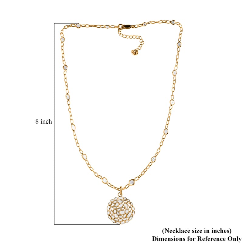 GP Celestial Dreams Collection Polki Diamond 4.00 ctw Necklace, 18-20 Inch Necklace, 14K Yellow Gold Over Sterling Silver Necklace, Floral Necklace