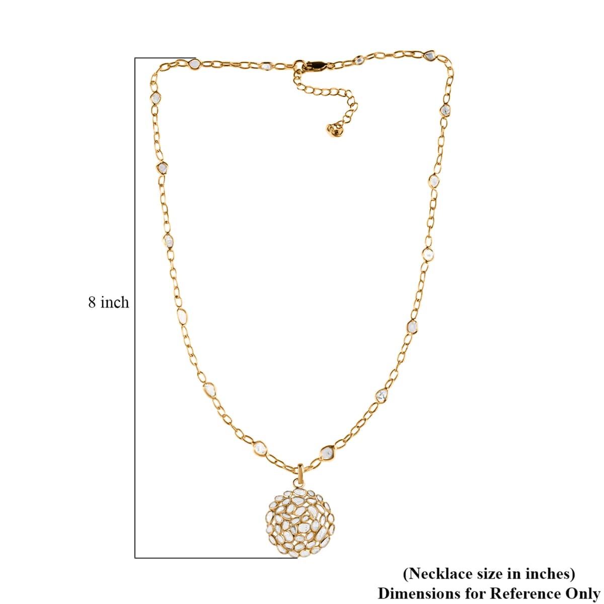 GP Celestial Dreams Collection Polki Diamond Necklace 18 Inches in 14K Yellow Gold Over Sterling Silver 4.00 ctw image number 6