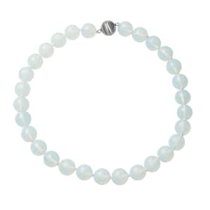 Opalite 13-15mm Beaded Necklace 18 Inches in Silvertone 519.00 ctw