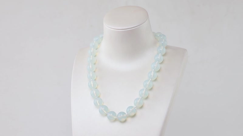 Opalite 13-15mm Beaded Necklace 18 Inches in Silvertone 519.00 ctw