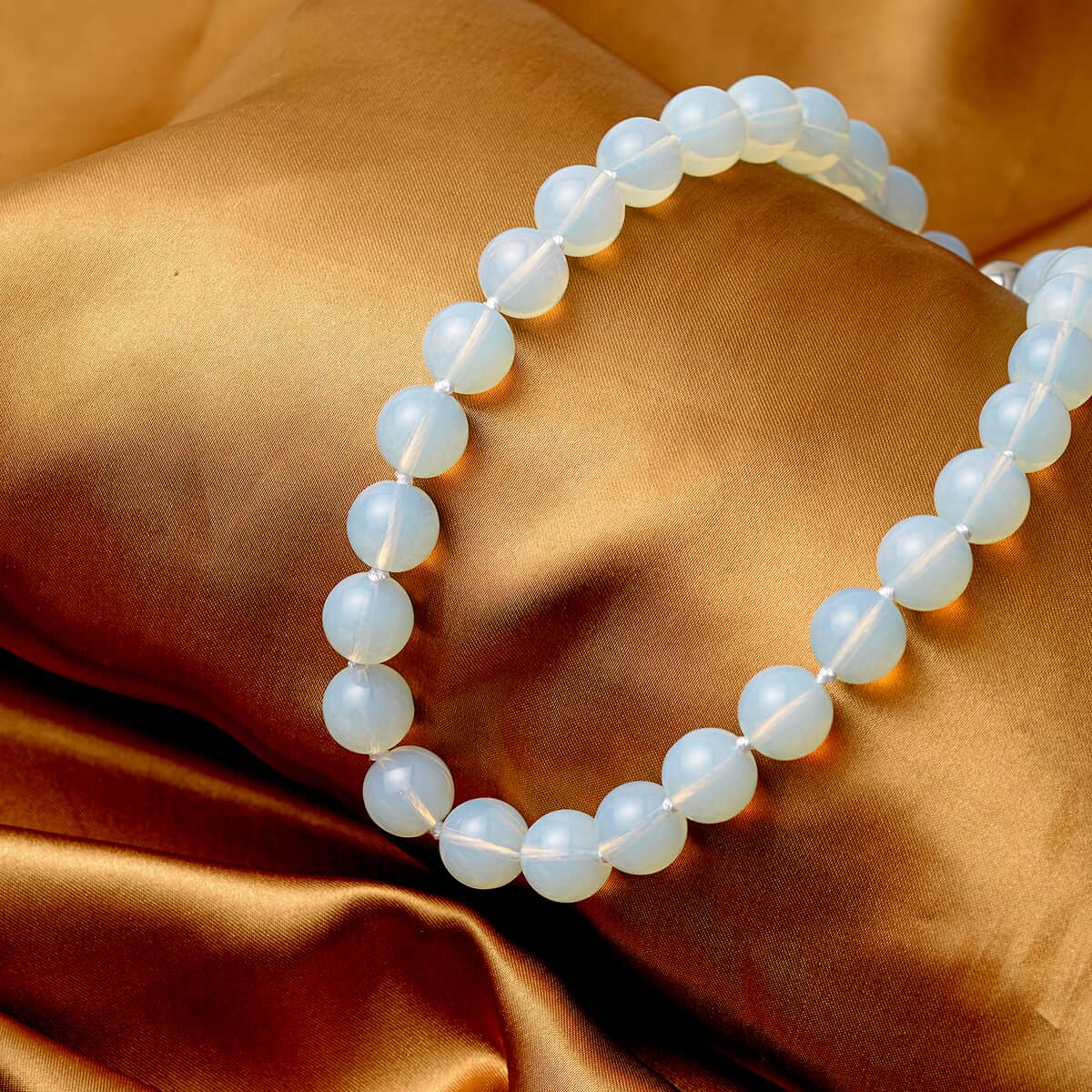 Opalite 13-15mm Beaded Necklace 18 Inches in Silvertone 519.00 ctw image number 1