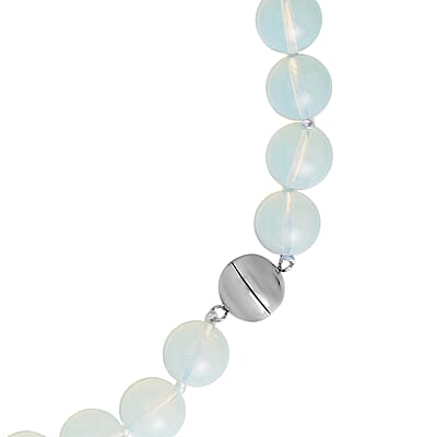 Opalite 13-15mm Beaded Necklace 18 Inches in Silvertone 519.00 ctw