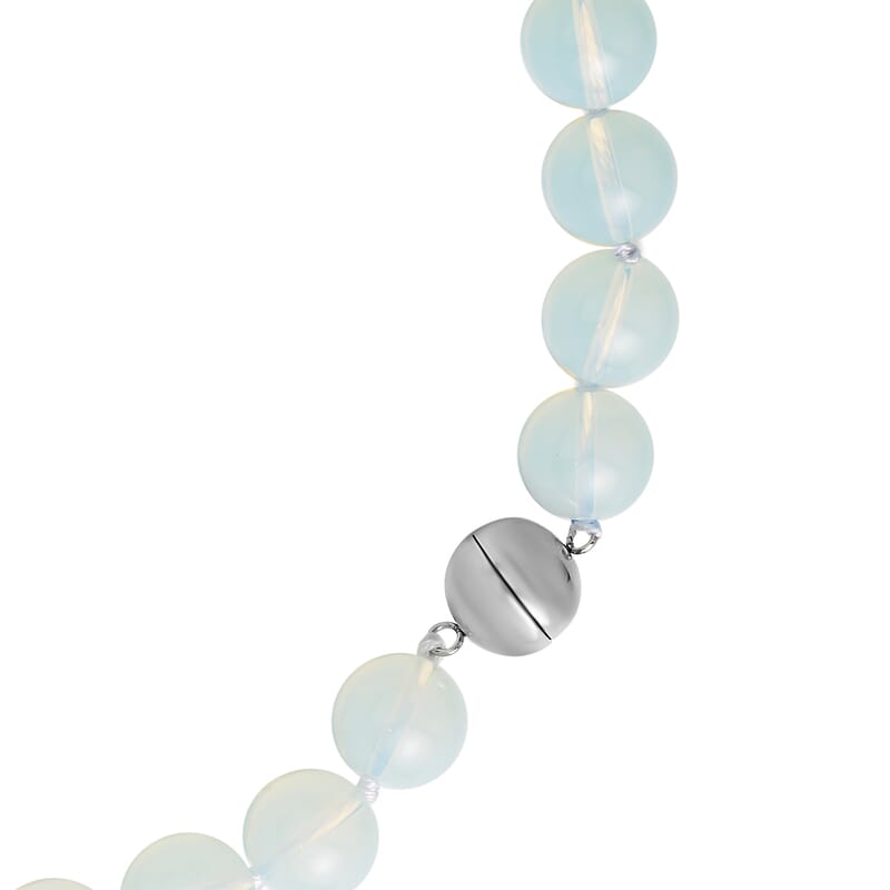 Opalite 13-15mm Beaded Necklace 18 Inches in Silvertone 519.00 ctw