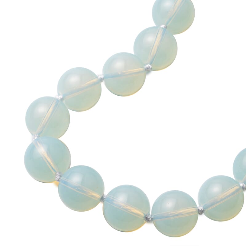 Opalite 13-15mm Beaded Necklace 18 Inches in Silvertone 519.00 ctw