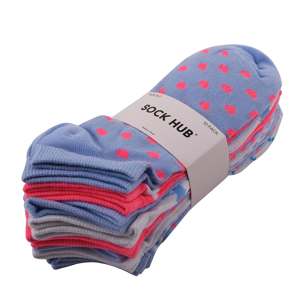 SOCK HUB - Ladies 10 Pairs Printed Ankle Socks -Stripe image number 1