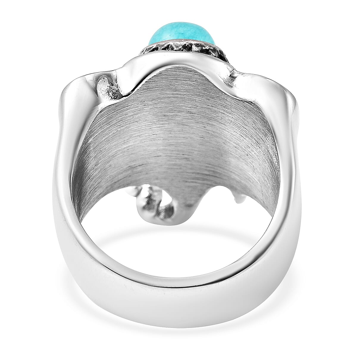 Amazonite Elephant Head Ring in Stainless Steel (Size 10.0) 0.90 ctw