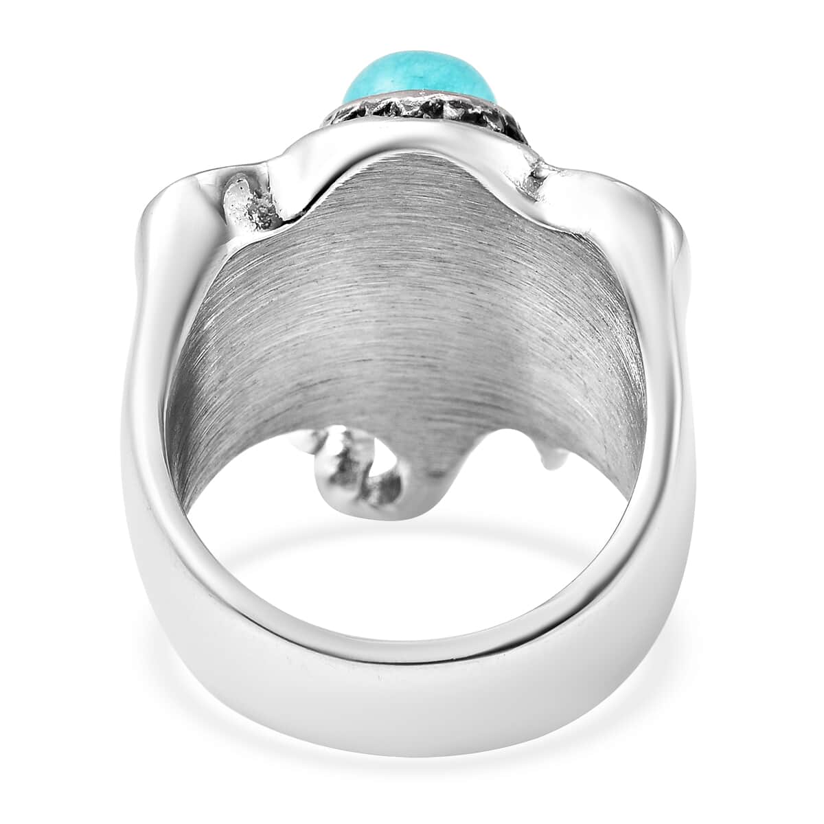 Amazonite Elephant Head Ring in Stainless Steel (Size 10.0) 0.90 ctw image number 4