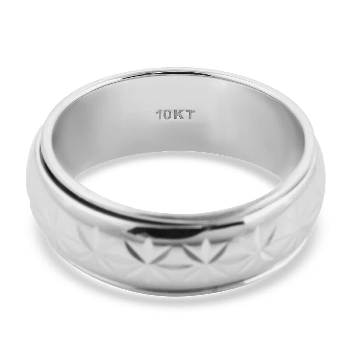 10K White Gold Diamond-Cut Spinner Ring (Size 5.0) 2.50 Grams image number 4
