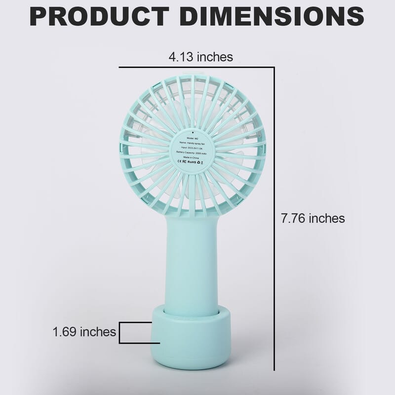 Blue 2 in 1 Mist Spray Fan with Detachable Base