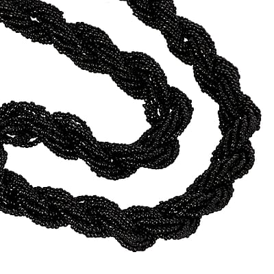 Black Glass Seed Beaded Necklace (22 Inches) in Goldtone