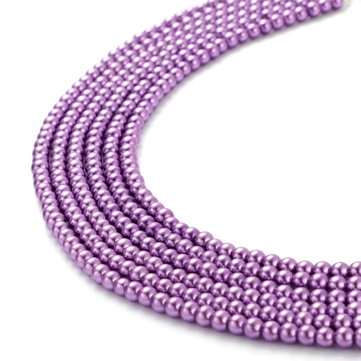 Simulated Purple Pearl Multi Row Necklace 28-30 Inches in Silvertone image number 2