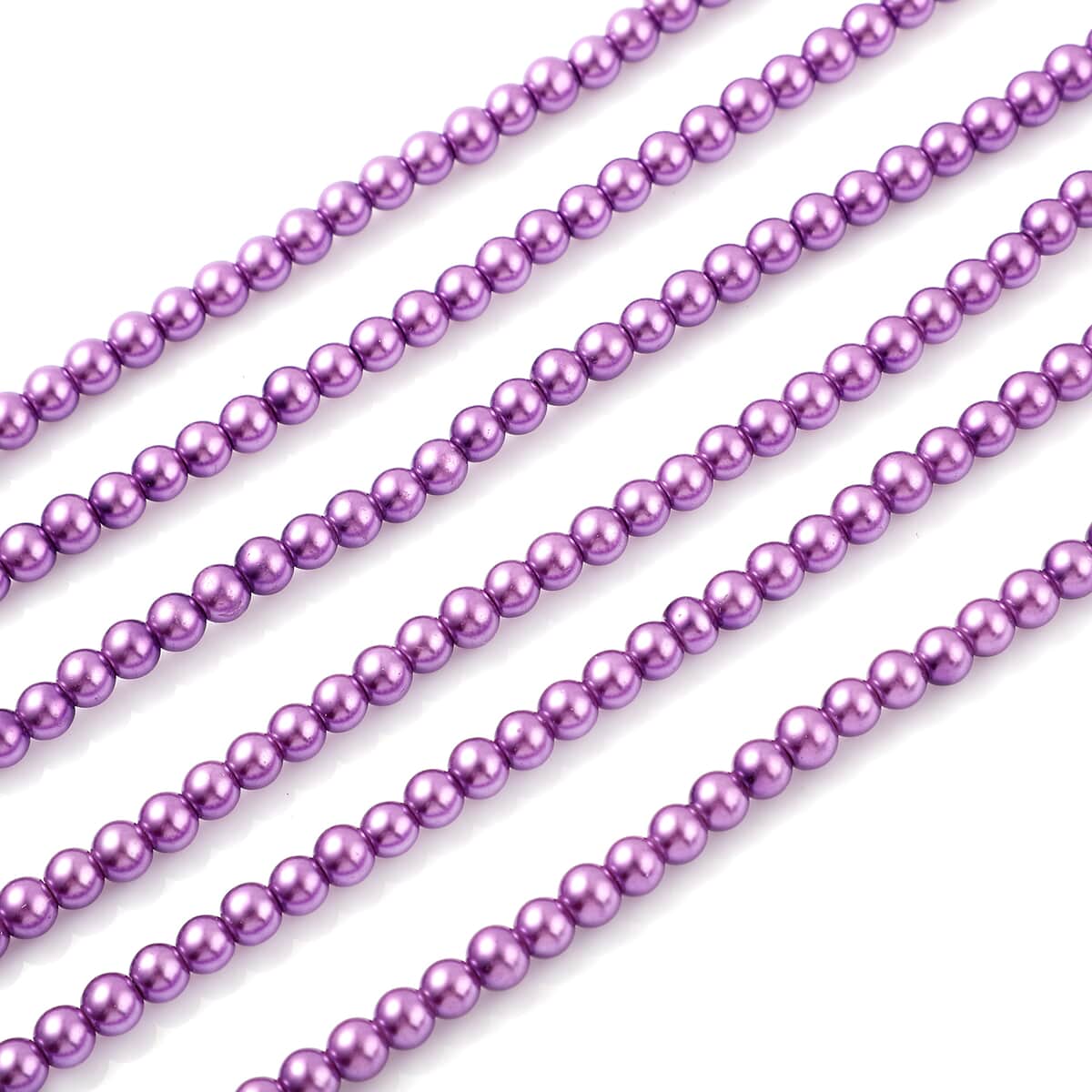 Simulated Purple Pearl Multi Row Necklace 28-30 Inches in Silvertone image number 3