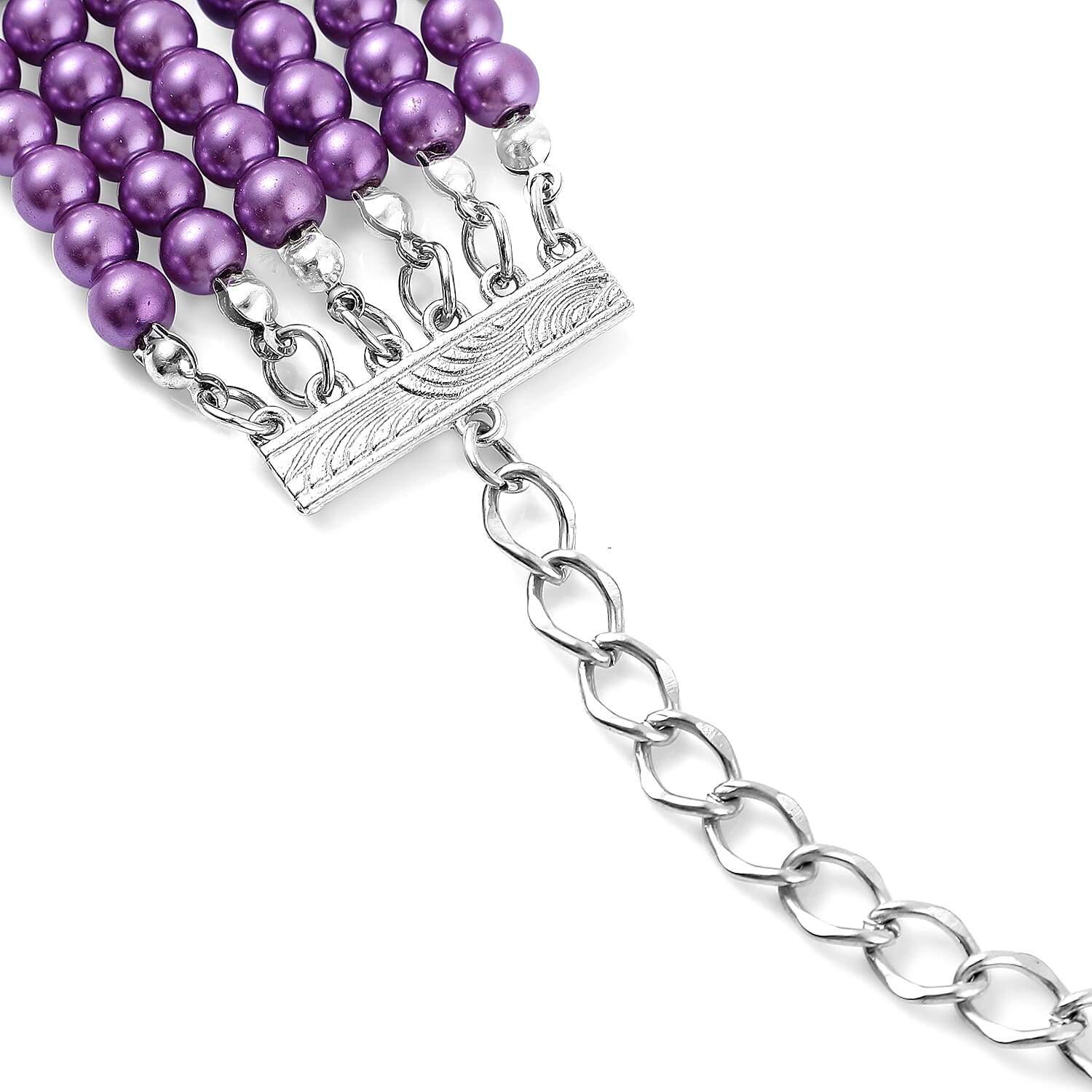 Buy Simulated Purple Pearl Multi Row Necklace 28-30 Inches