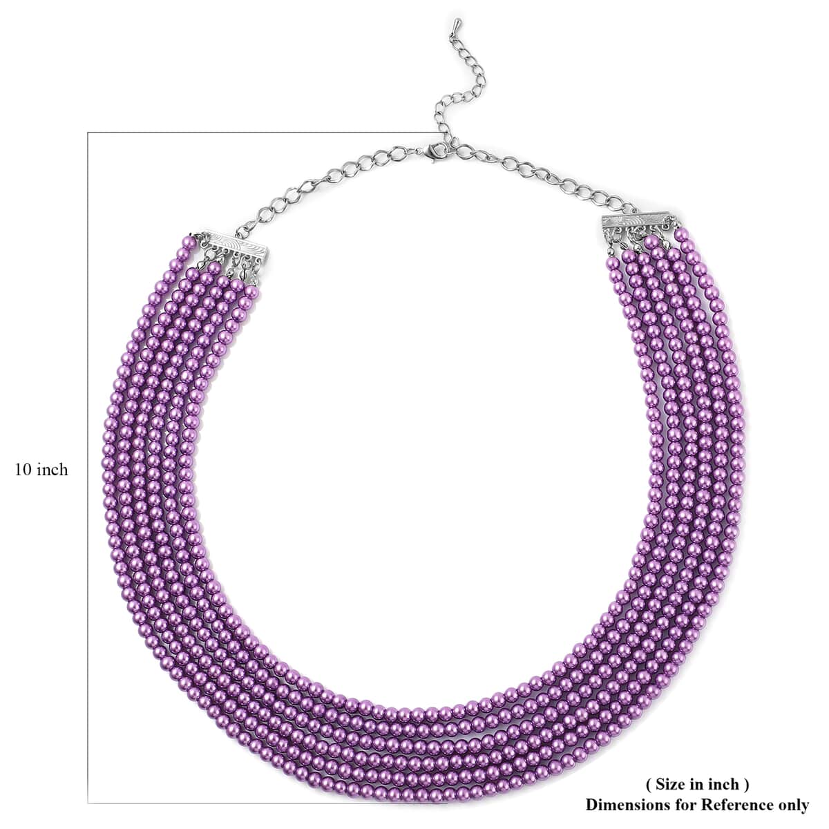 Simulated Purple Pearl Multi Row Necklace 28-30 Inches in Silvertone image number 6