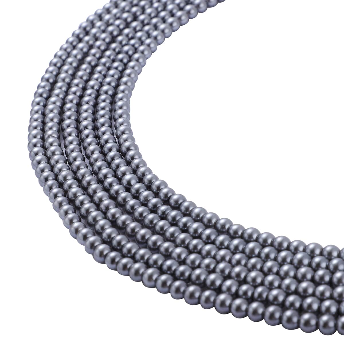 Simulated Gray Pearl Multi Row Necklace 28-30 Inches in Silvertone image number 2