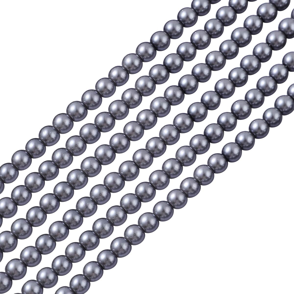 Simulated Gray Pearl Multi Row Necklace 28-30 Inches in Silvertone image number 4