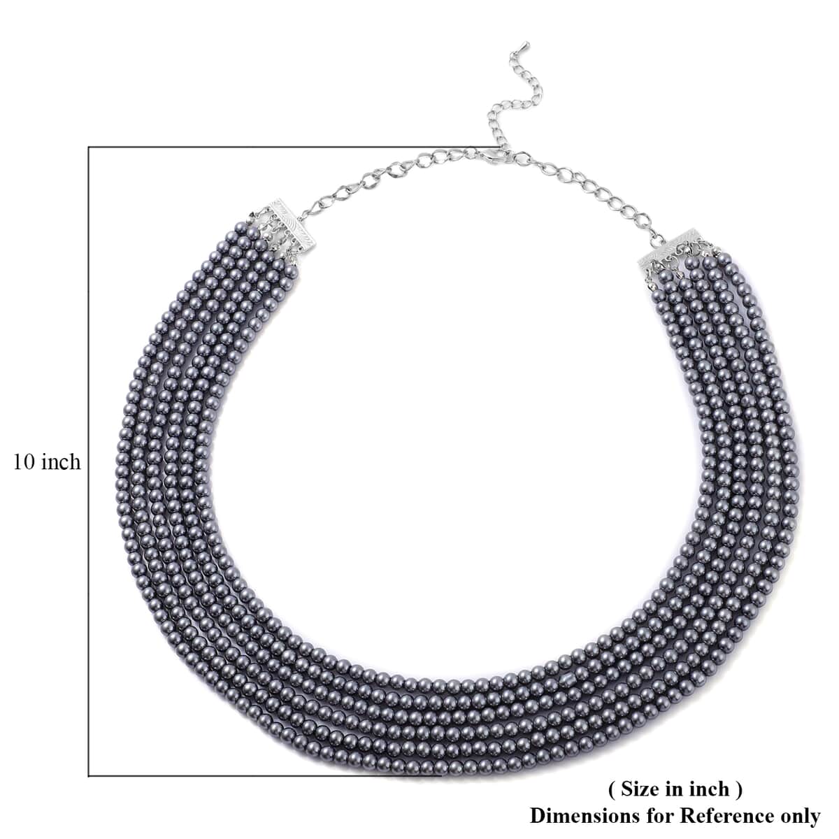 Simulated Gray Pearl Multi Row Necklace 28-30 Inches in Silvertone image number 6