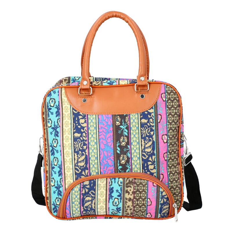 Olive Bohemian Pattern Canvas Tote Bag for Women with Faux Leather Handle Drop , Satchel Purse , Shoulder Handbag , Designer Tote Bag