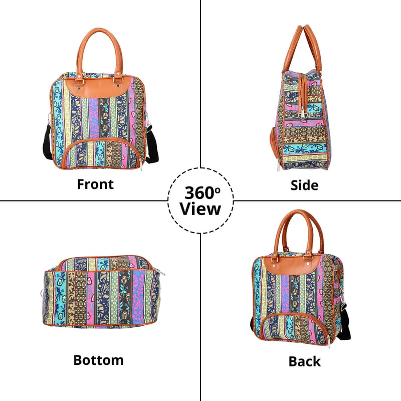 Olive Bohemian Pattern Canvas Tote Bag for Women with Faux Leather Handle Drop , Satchel Purse , Shoulder Handbag , Designer Tote Bag