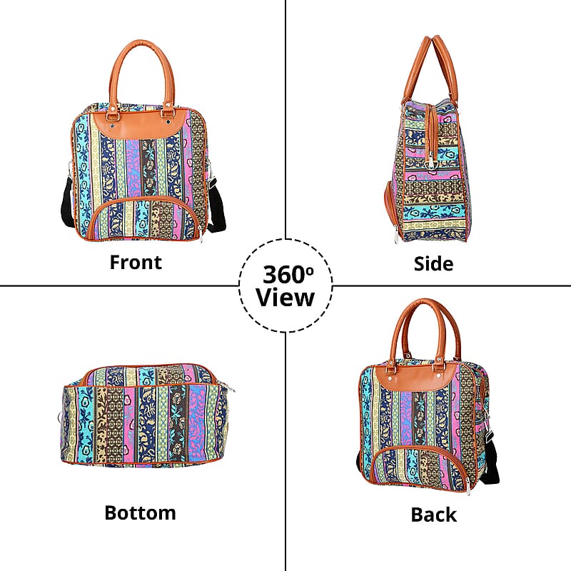 Olive Bohemian Pattern Canvas Tote Bag for Women with Faux Leather Handle Drop , Satchel Purse , Shoulder Handbag , Designer Tote Bag