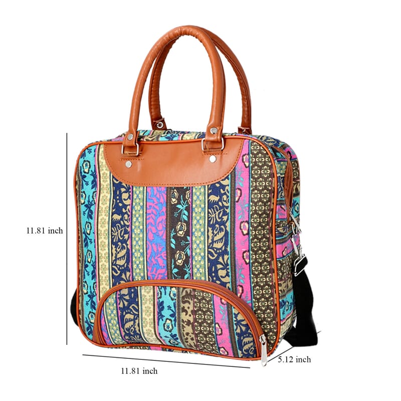 Olive Bohemian Pattern Canvas Tote Bag for Women with Faux Leather Handle Drop , Satchel Purse , Shoulder Handbag , Designer Tote Bag