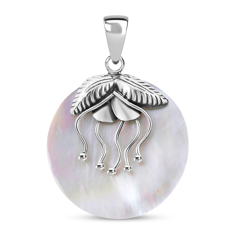Mother Of Pearl Bee Pendant in Sterling Silver