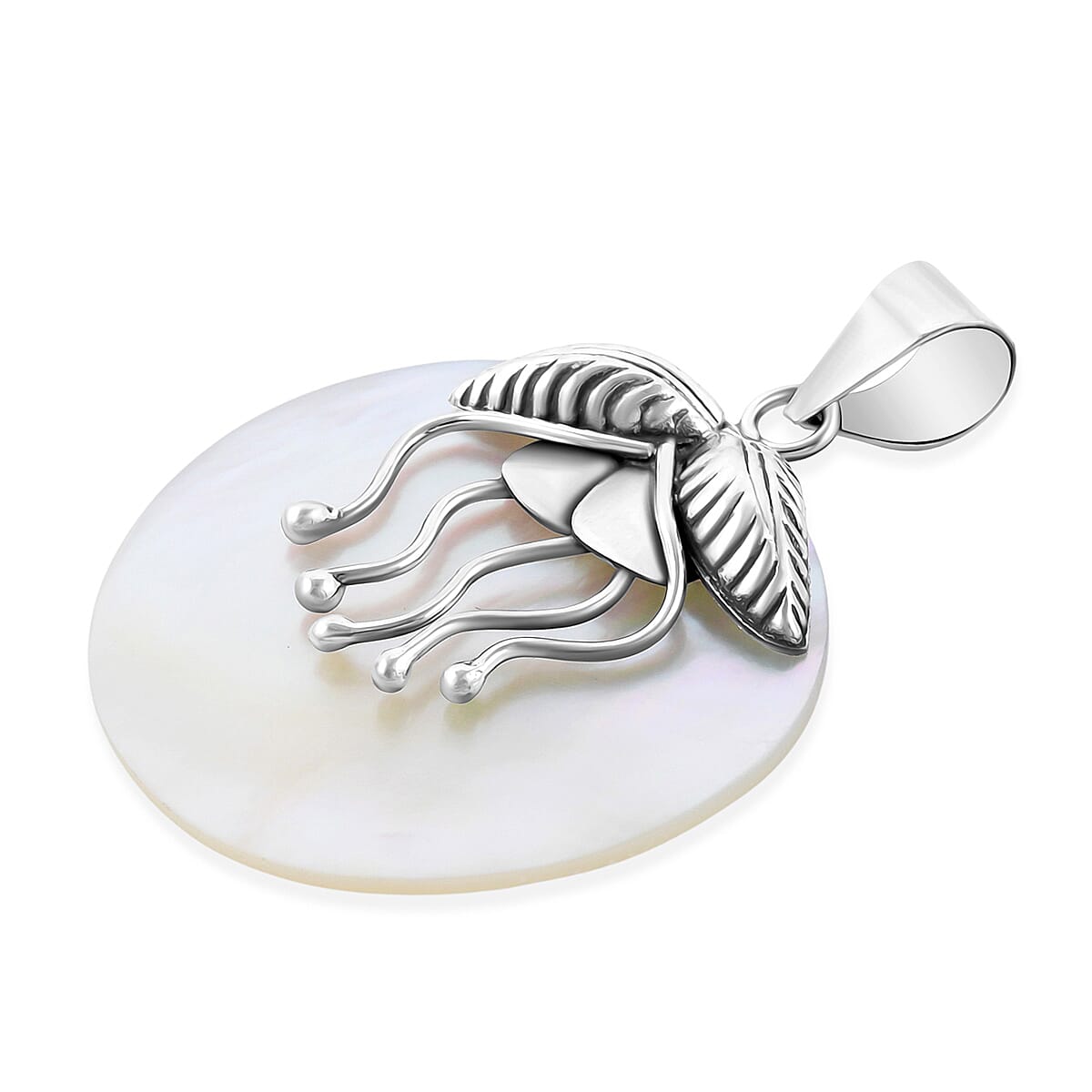 Mother Of Pearl Bee Pendant in Sterling Silver