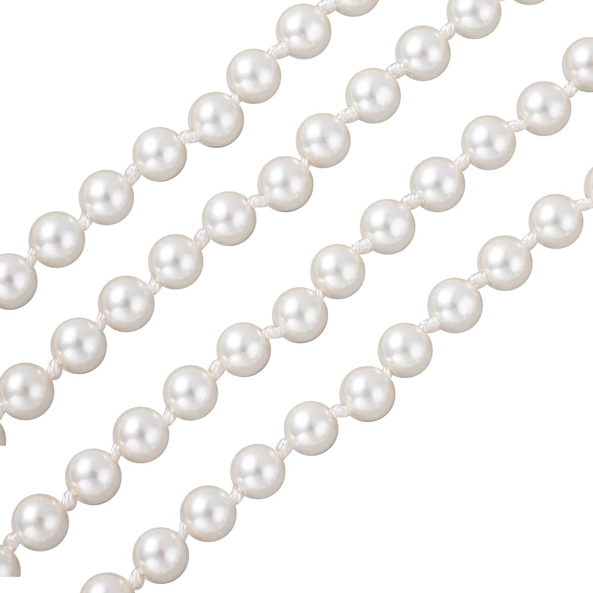 Simulated Pearl Multi Row Necklace 22-24 Inches in Silvertone image number 3