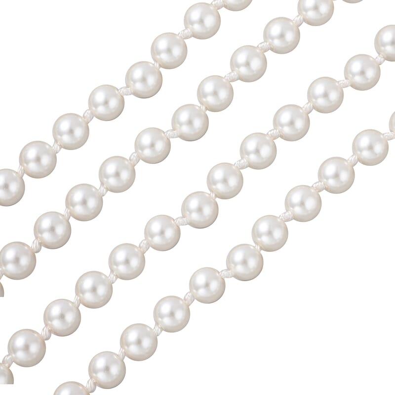 Simulated Pearl Multi Row Necklace 22-24 Inches in Silvertone