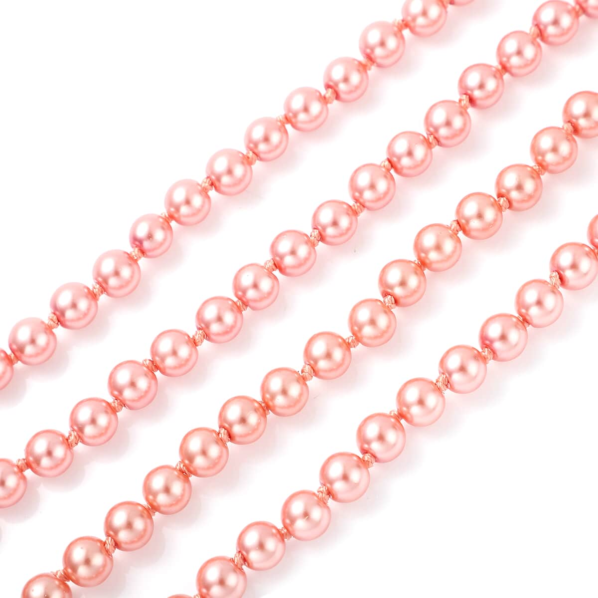 Simulated Peach Pearl Multi Row Necklace 22-24 Inches in Rosetone image number 3