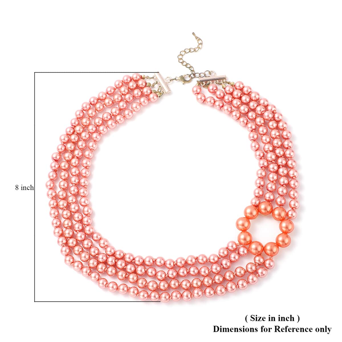 Simulated Peach Pearl Multi Row Necklace 22-24 Inches in Rosetone image number 5