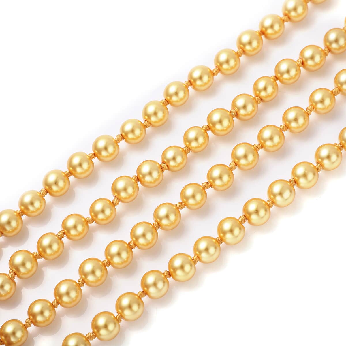 Simulated Golden Pearl and Simulated Pearl Multi Row Necklace with Charm 22-24 Inches in Goldtone image number 3