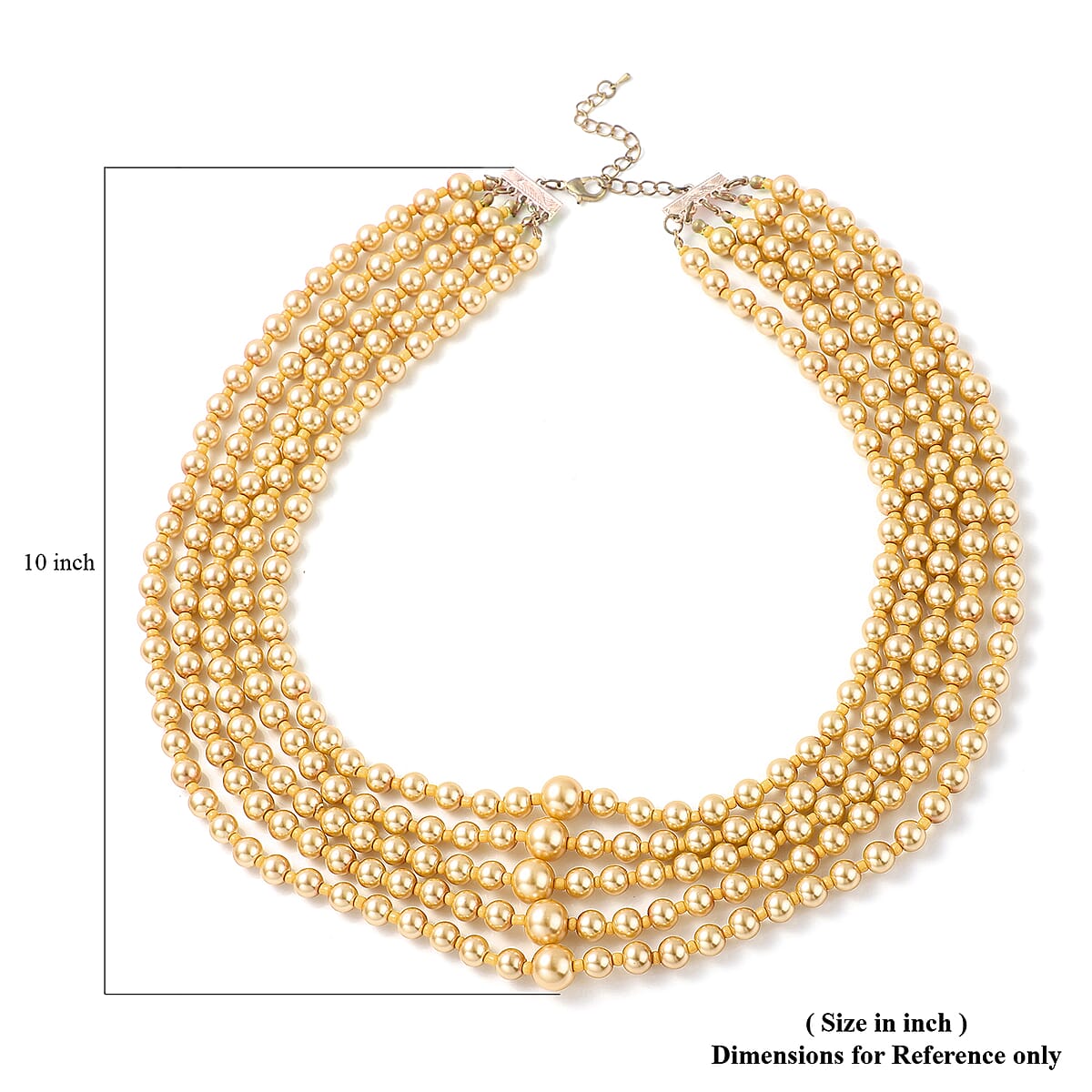 Simulated Golden Pearl Beaded Multi Row Necklace with Charm 22-25 Inches in Rosetone image number 6