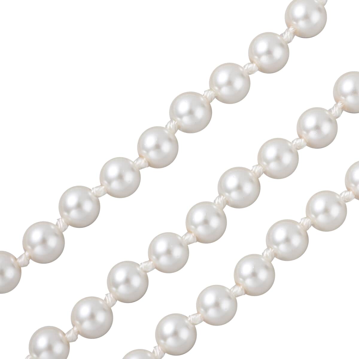 Simulated White Pearl and Multi Gemstone Triple Row Necklace 21.50-23.50 Inches in Silvertone image number 3