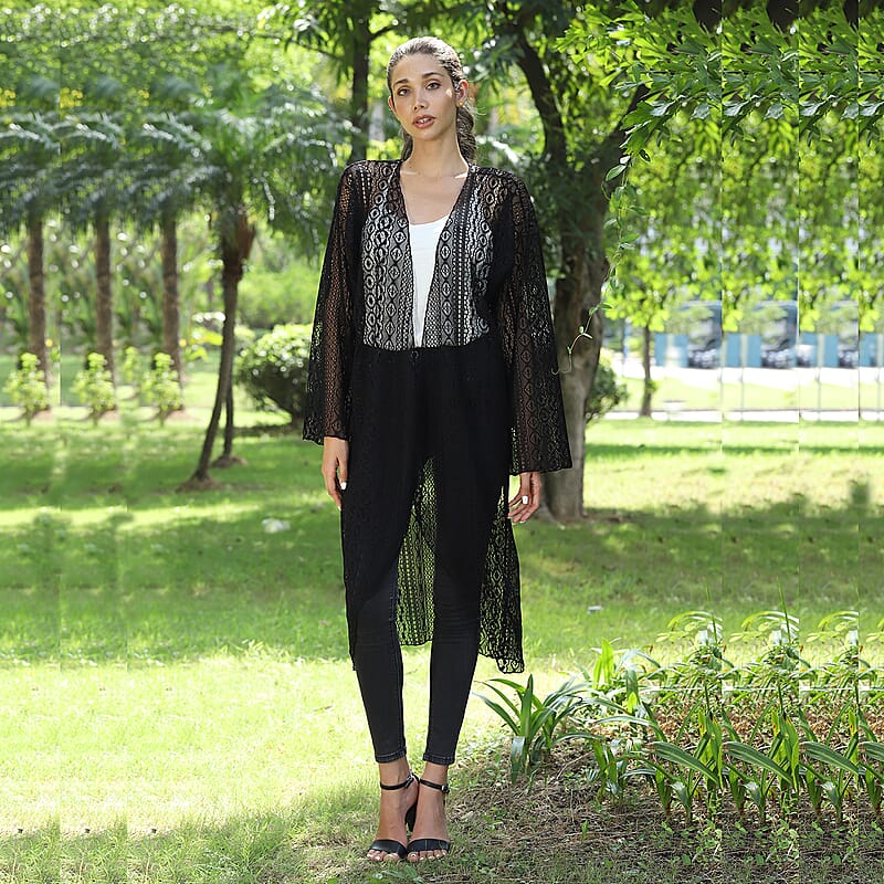 Jovie Black Lace Long Sleeve Maxi Cardigan