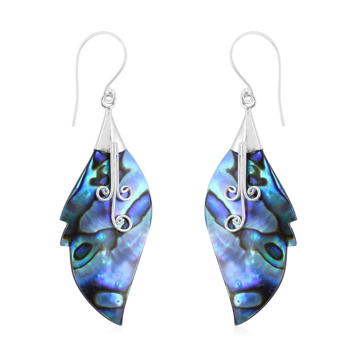 Abalone Shell Leaf Earrings in Sterling Silver image number 0