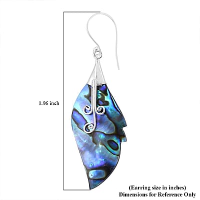 Abalone Shell Leaf Earrings in Sterling Silver