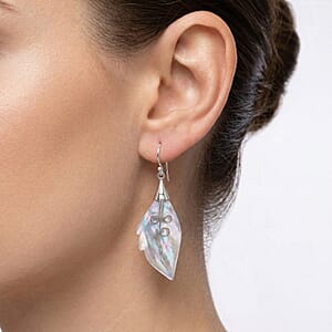 Mother Of Pearl Leaf Earrings in Sterling Silver