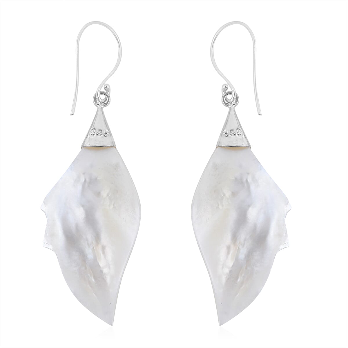 Mother Of Pearl Leaf Earrings in Sterling Silver image number 3