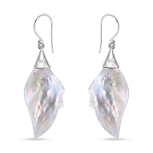Mother Of Pearl Leaf Earrings in Sterling Silver