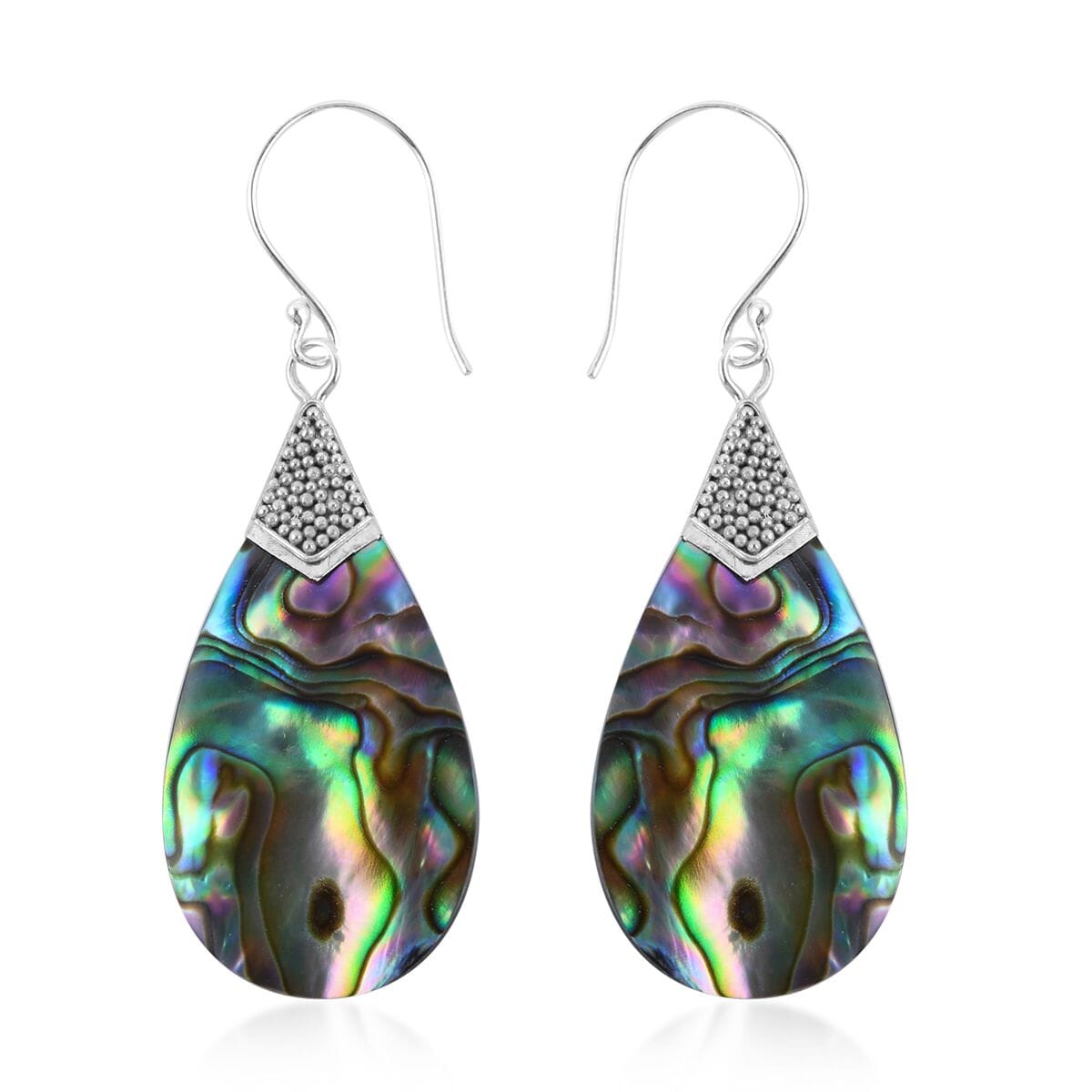 Abalone Shell Teardrop Earrings in Sterling Silver image number 0