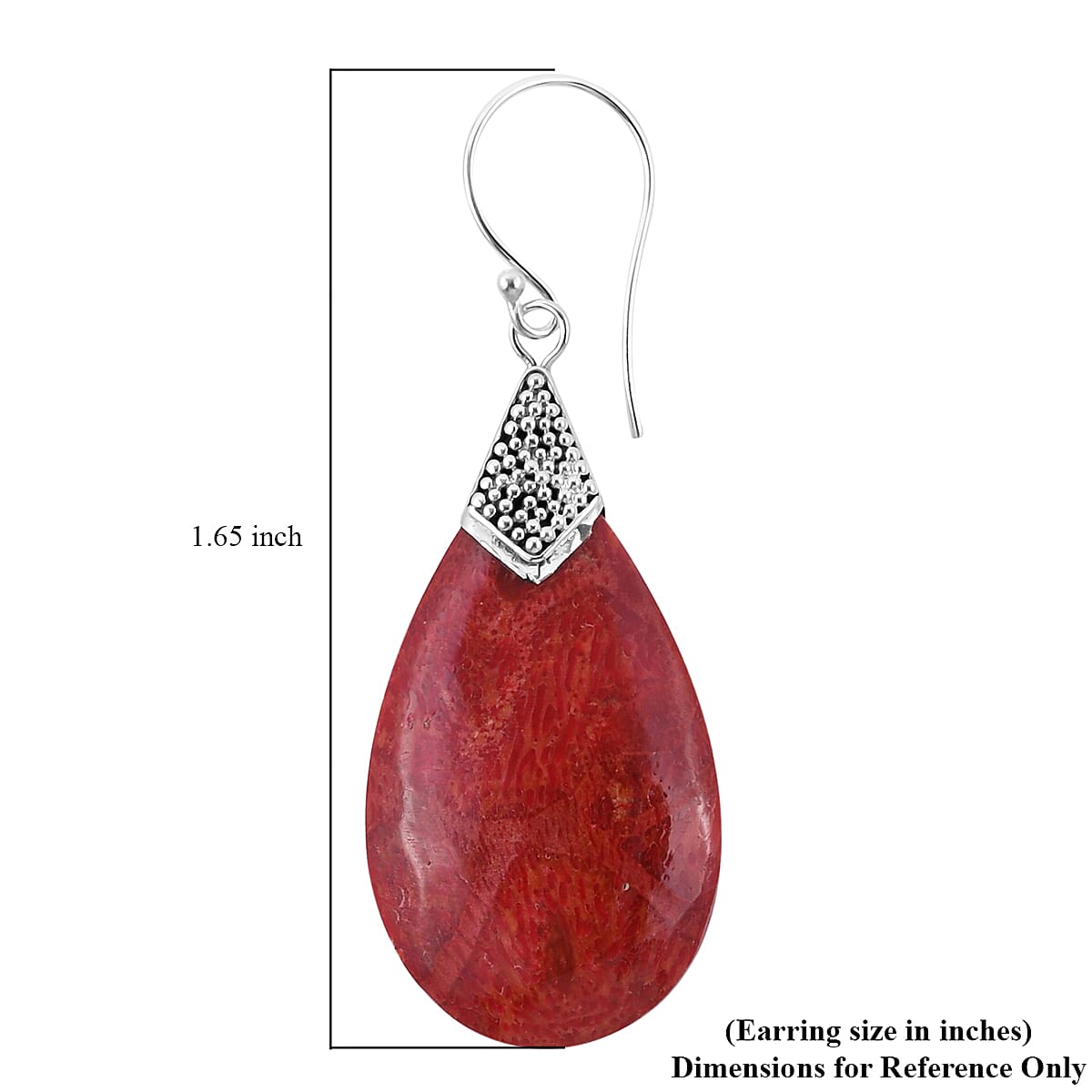 Sponge Coral Teardrop Earrings in Sterling Silver image number 4