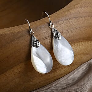 Mother Of Pearl Teardrop Earrings in Sterling Silver