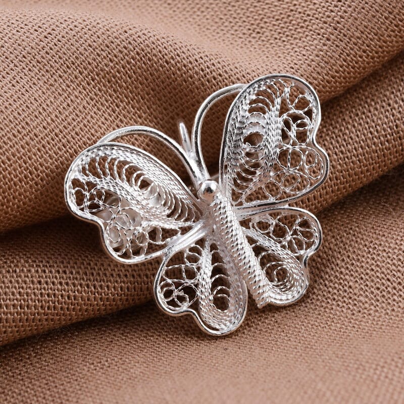 Artistry Tarakashi Collection Sterling Silver Butterfly Brooch 1.85 Grams