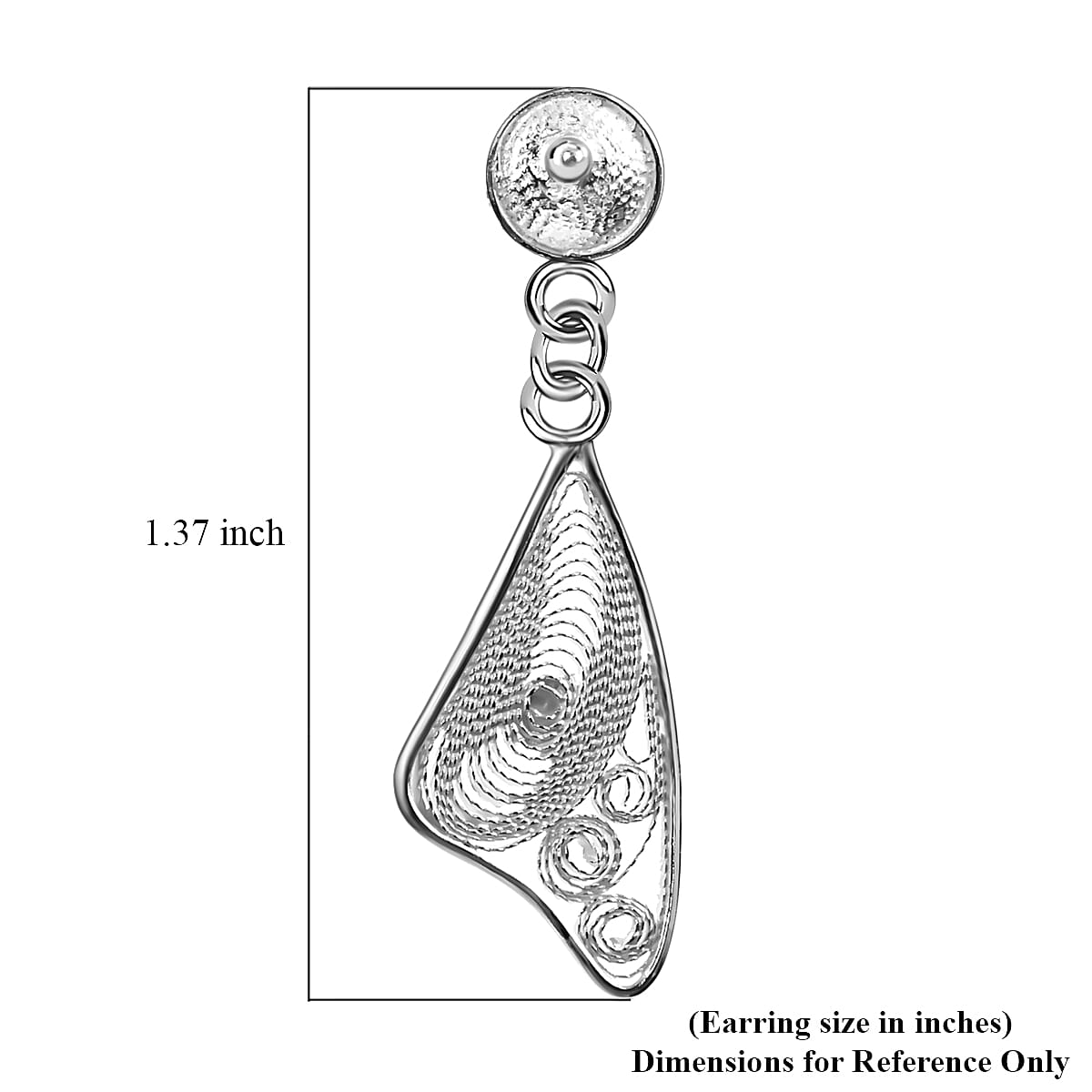 Dangle Earrings in Sterling Silver 2.50 Grams image number 4